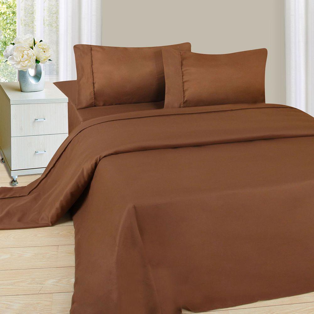 Lavish Home 1200 Series 3 Piece Chocolate 75 Gsm Twin Microfiber 1200 Series 3 Piece Chocolate 75 Gsm Twin Microfiber Sheet Set