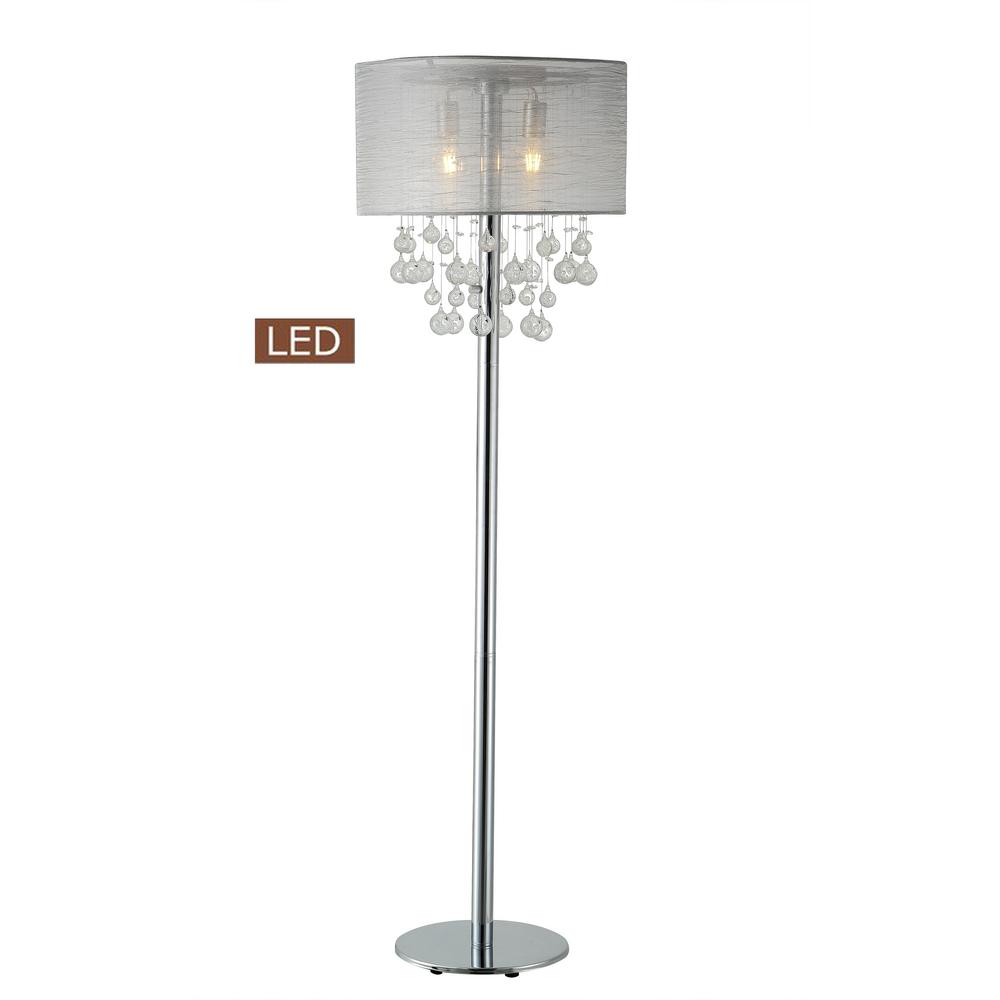 Artiva Charlotte 61 In Chrome Led Floor Lamp With Bubbles Glass Chrome Led Floor Lamp With Bubbles Glass