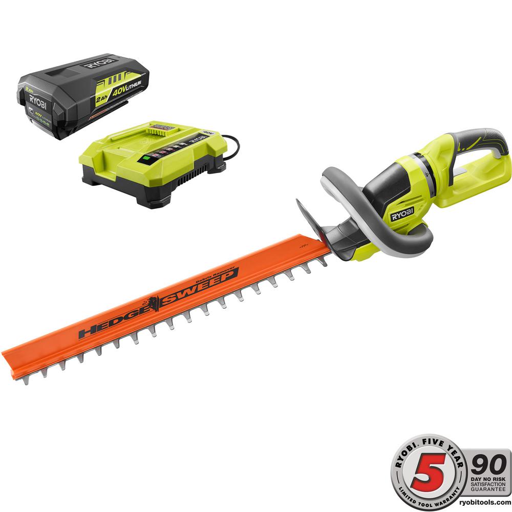 Ryobi 24 In 40 Volt Lithium Ion Cordless Hedge Trimmer With 2 Ah