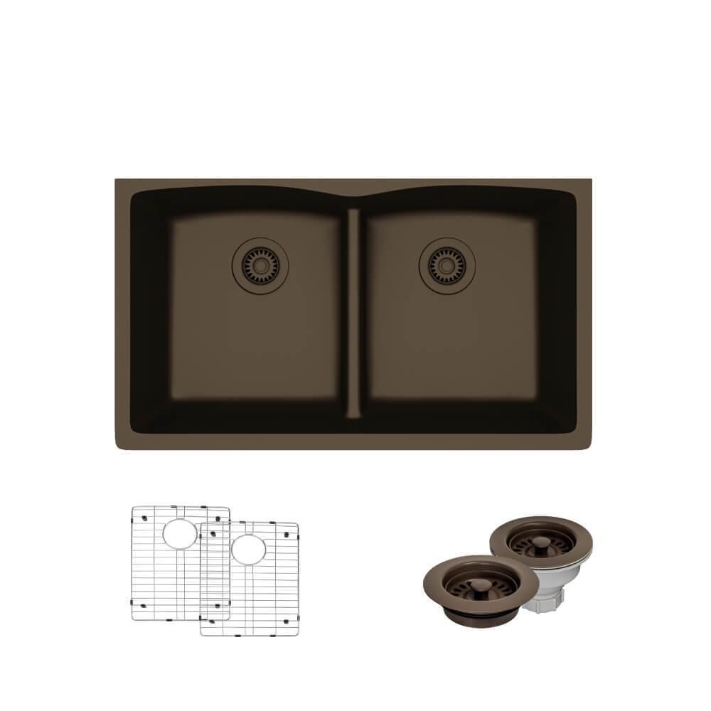 Rene By Elkay Undermount Composite Granite 33 In Double Bowl Rene By Elkay Undermount Composite Granite 33 In Double Bowl Kitchen Sink Umber