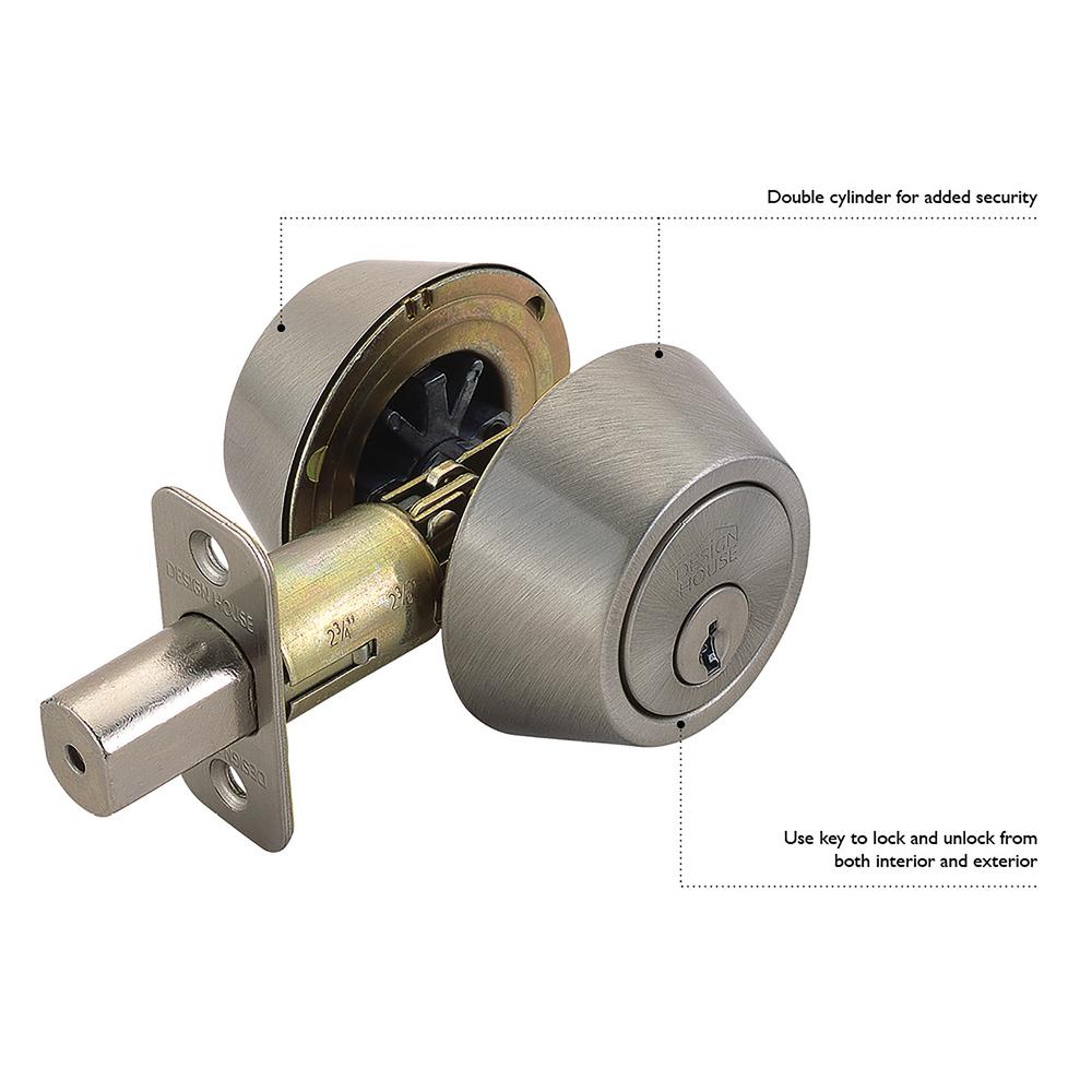 Brushed Bronze Design House 702613 Double Cylinder 2-Way Latch Deadbolt