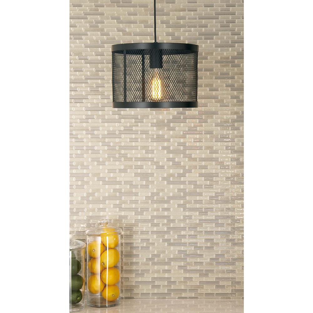 Litton Lane 1 Light Pendant With Matte Black Drum Type Iron Wire Litton Lane 1 Light Pendant With Matte Black Drum Type Iron Wire Mesh Shade