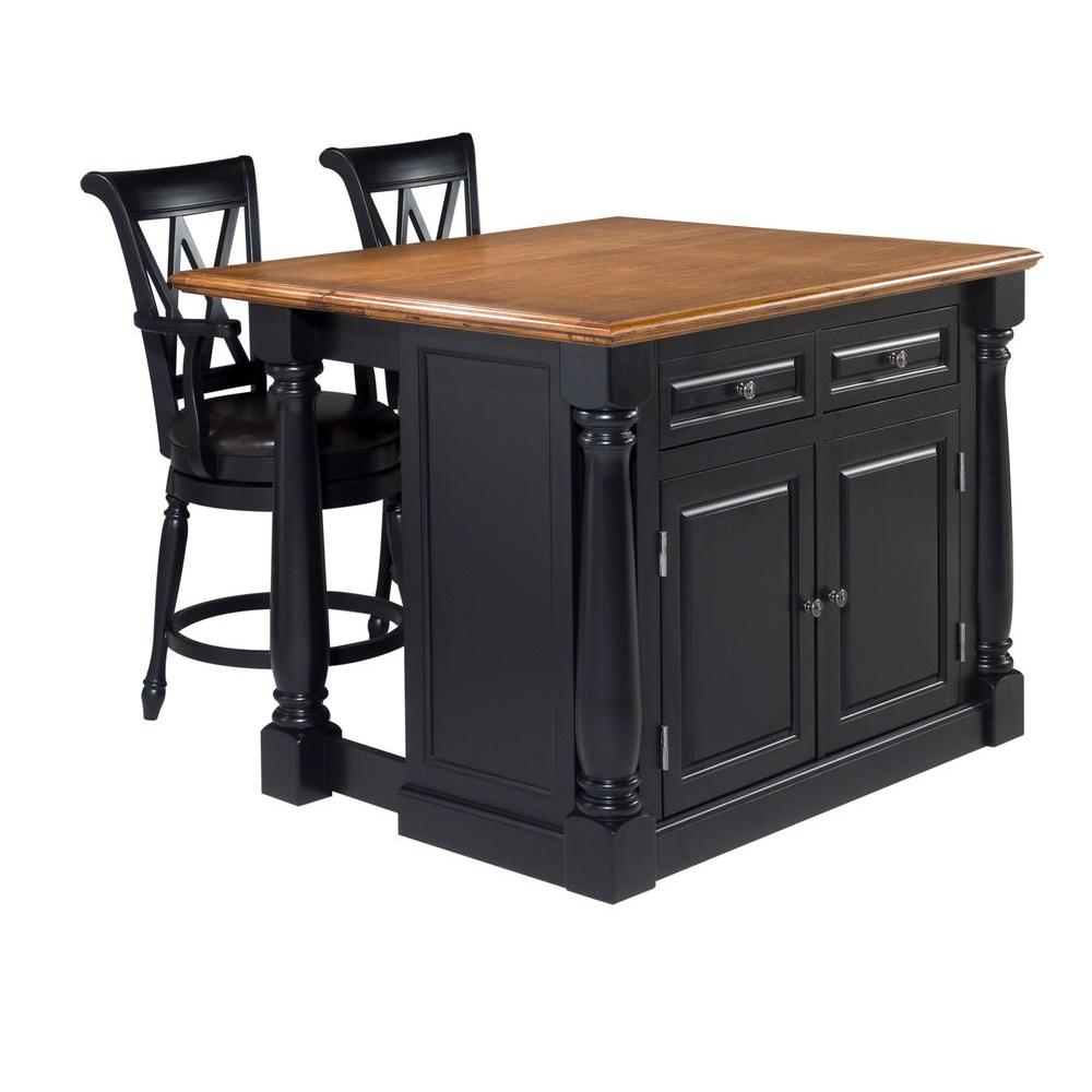 Home Styles Monarch Black Kitchen Island With Seating 5008