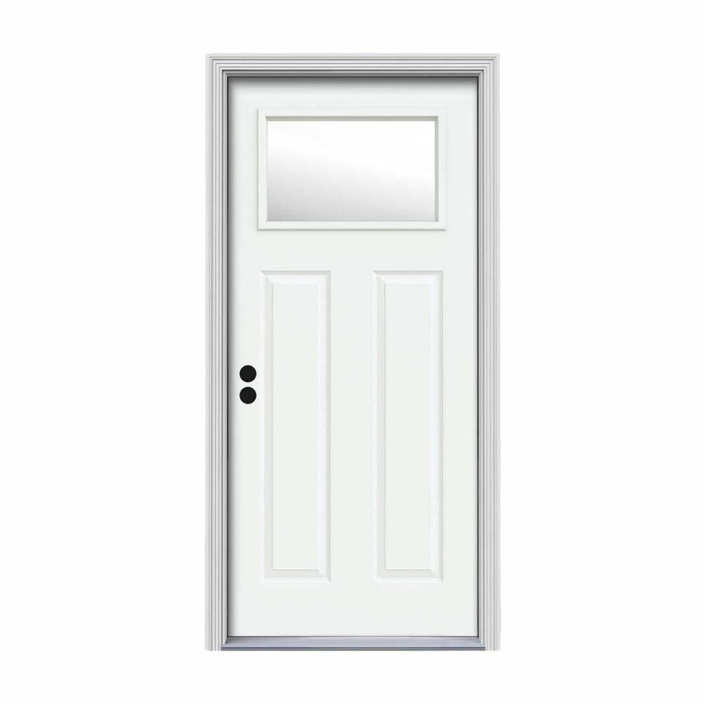 JELDWEN 30 in. x 80 in. 1 Lite Craftsman White Painted JELDWEN 30 in. x 80 in. 1 Lite Craftsman White Painted