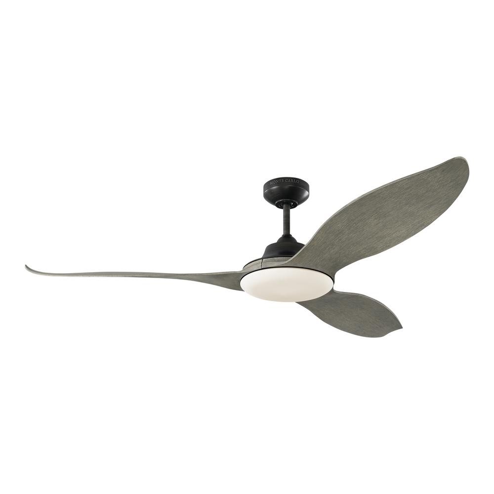 Monte Carlo Stockton 60 In Integrated Led Indoor Outdoor Aged Pewter Ceiling Fan With Light Grey Weathered Oak Blades And Remote 3str60agpd The Home Depot