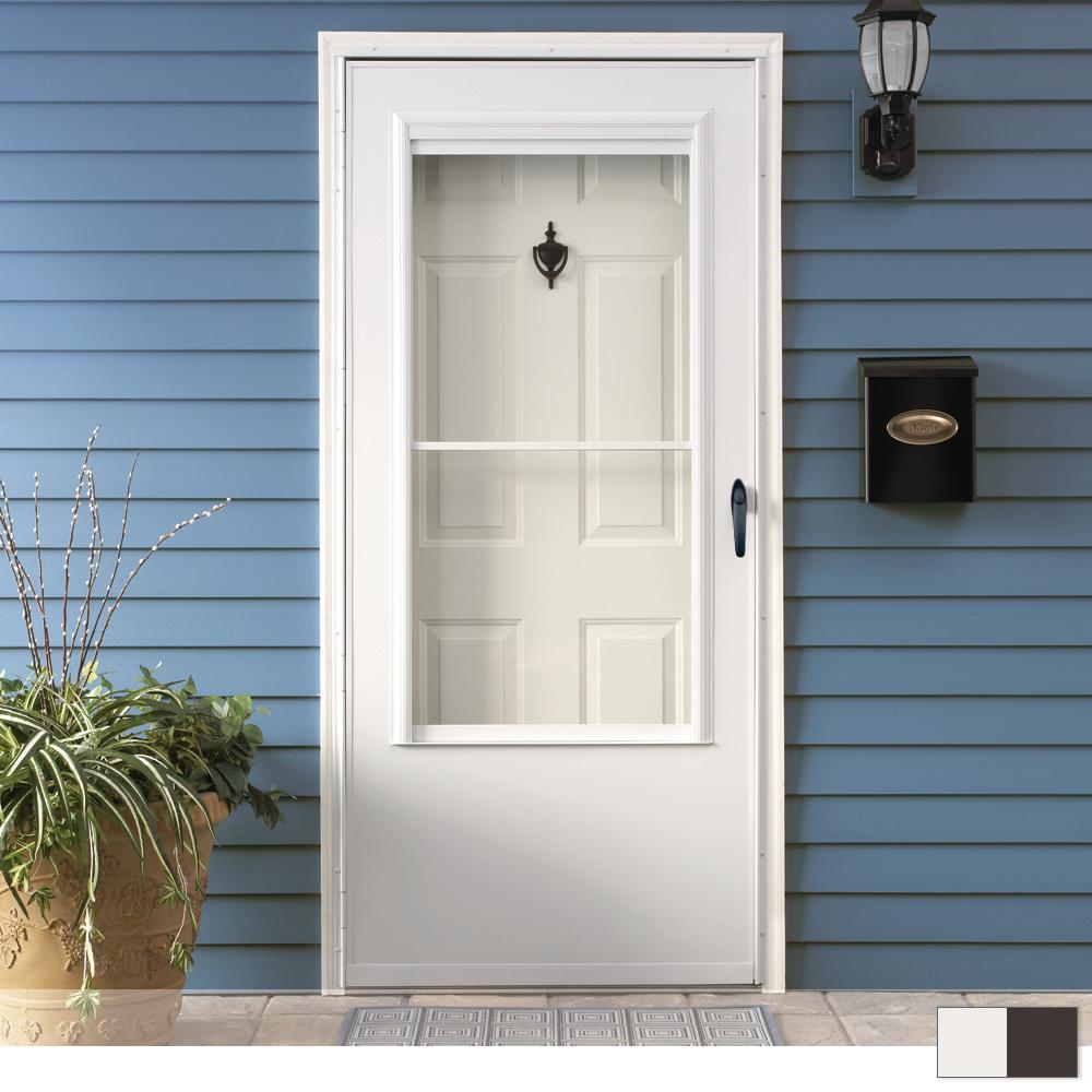 Emco Storm Doors Exterior The Home Depot 200 Series 3 4 View Self Storing Storm Door