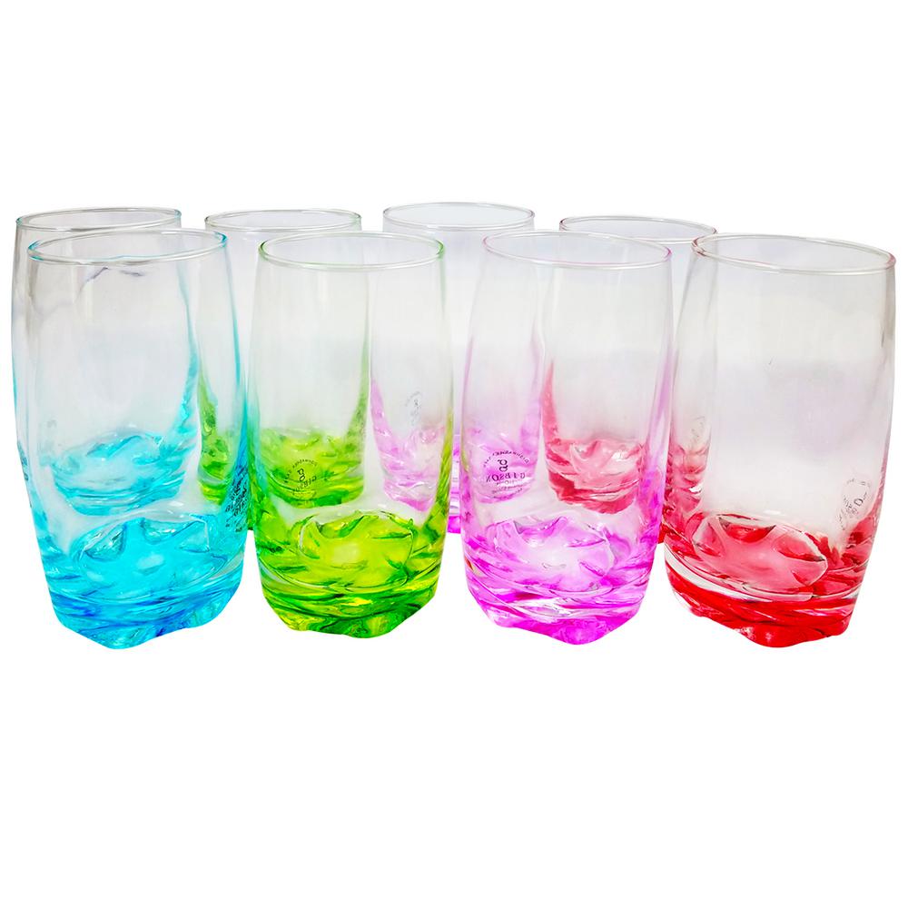 Gibson Home Karissa 8-Piece Assorted Colors Glass Tumbler Set-98596601M ...