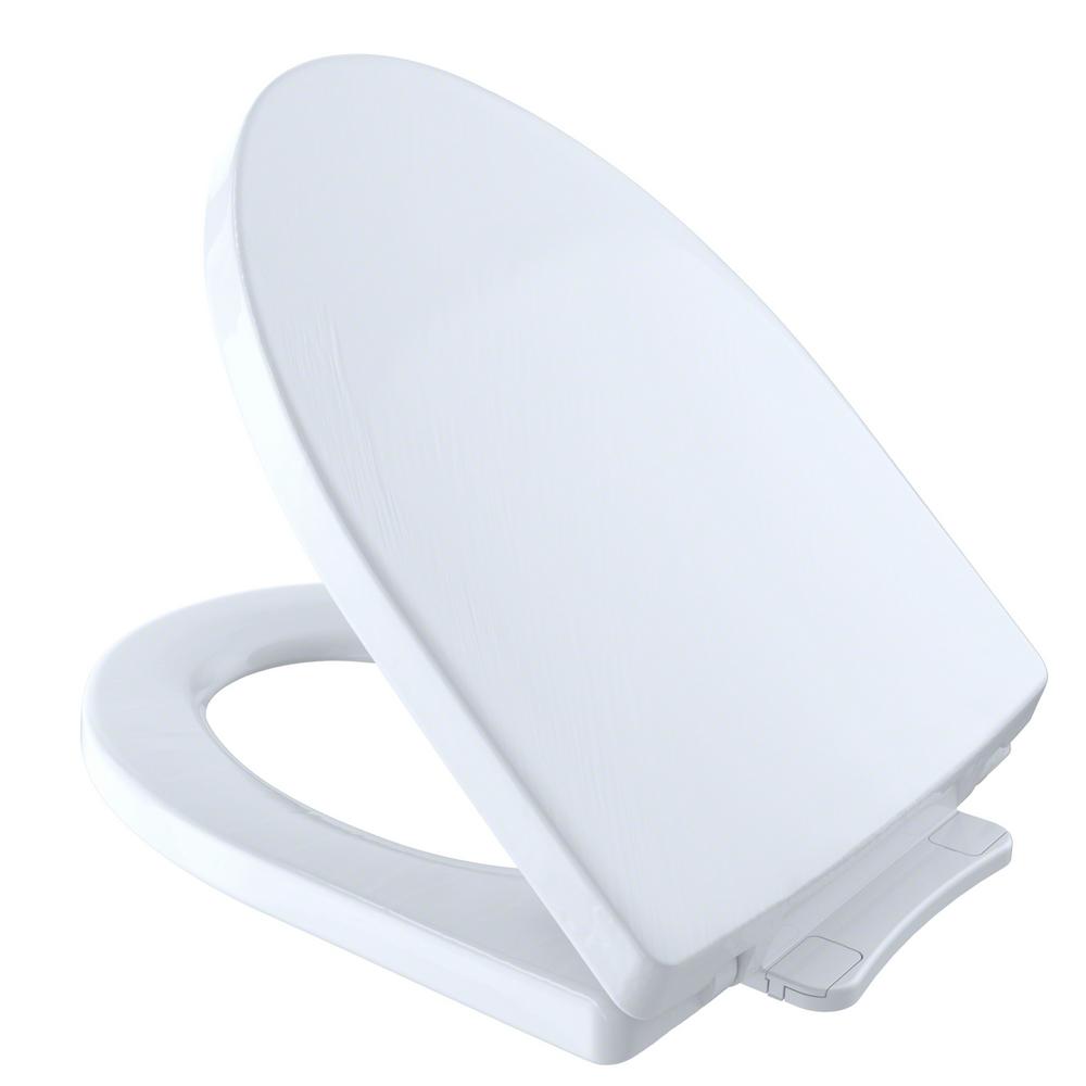 TOTO Soiree SoftClose Elongated Closed Front Toilet Seat in Cotton WhiteSS21401 The Home Depot