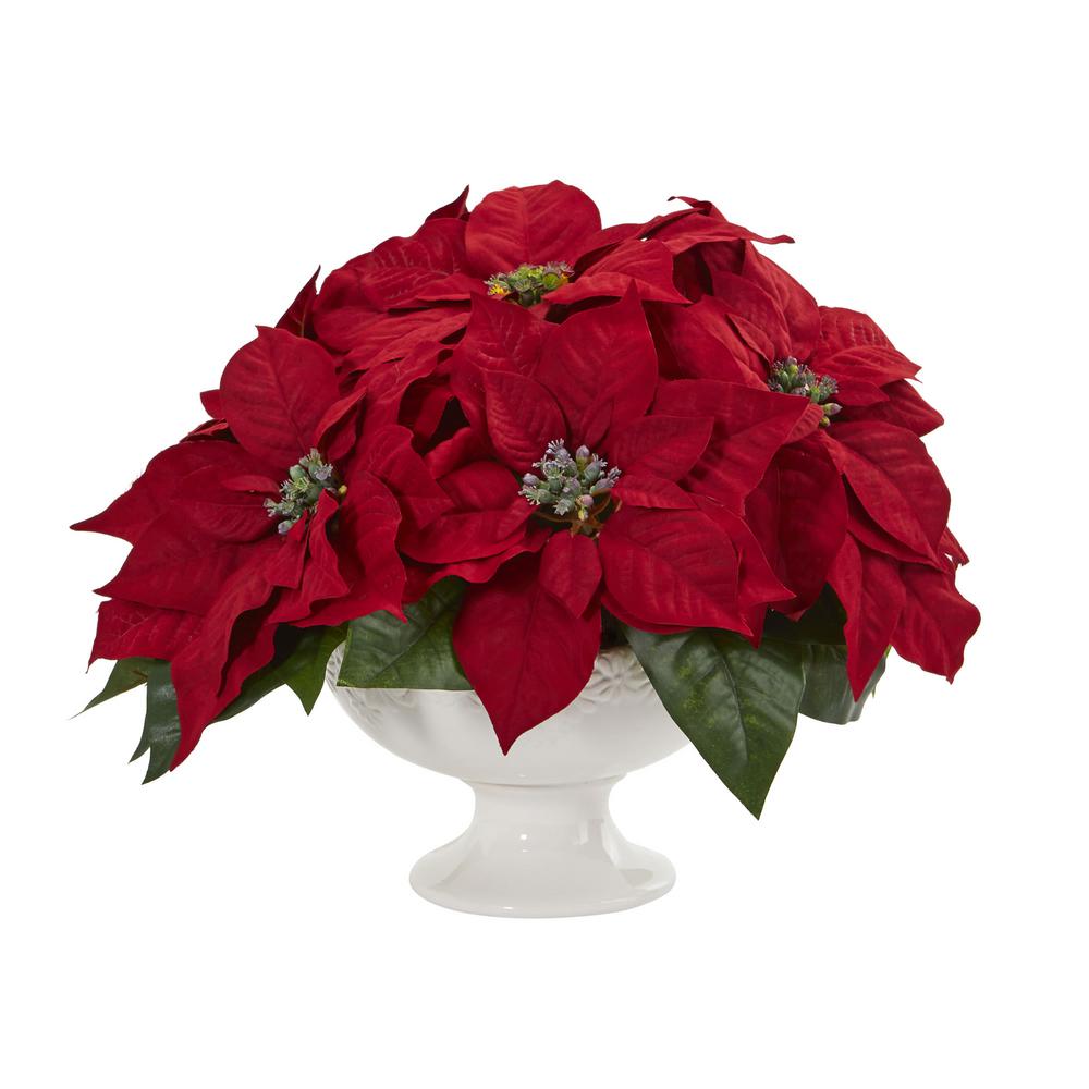 Nearly Natural Indoor Poinsettia Artificial Arrangement in Urn1572