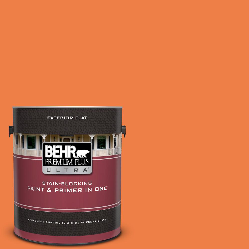 BEHR Premium Plus 1 gal. 250B5 Orange Spice Flat Exterior Paint and