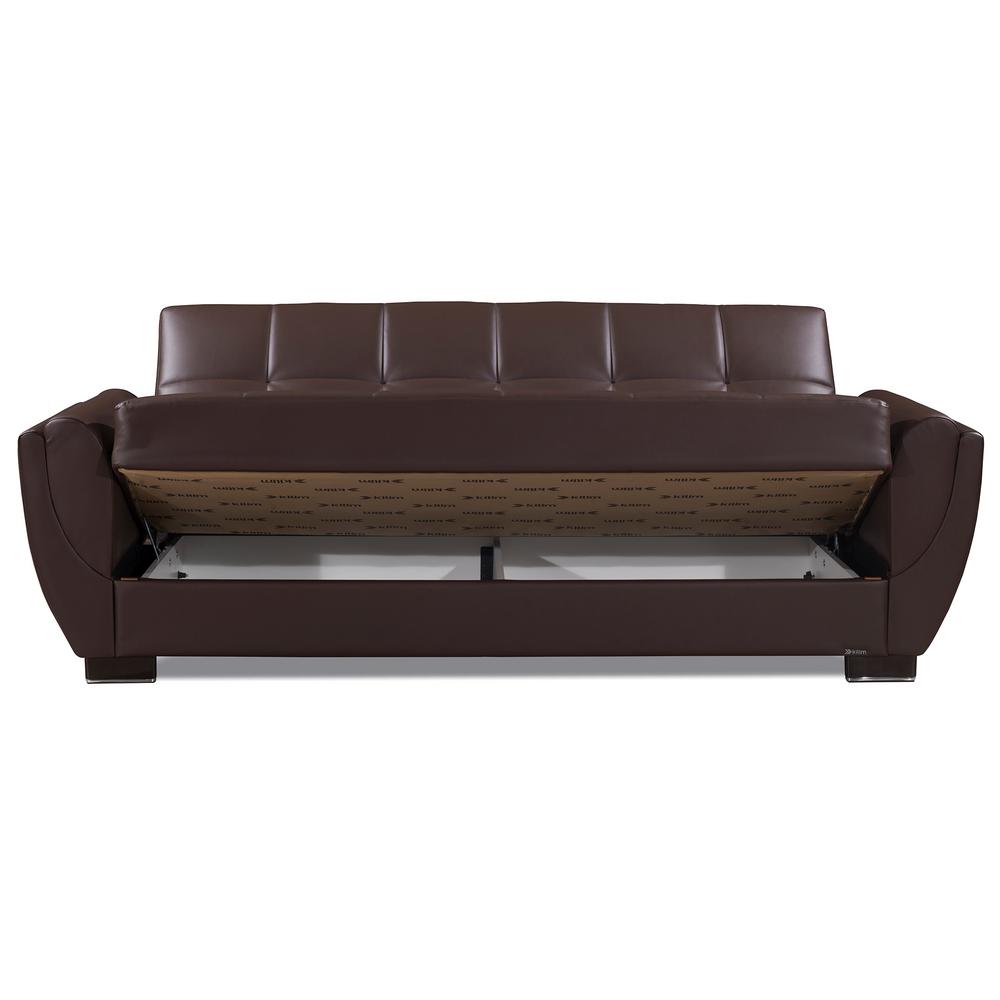 Ottomanson Armada Air 93.5 in. Brown Faux Leather 3 Seater Full 