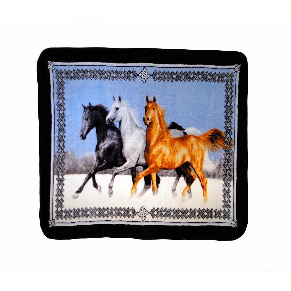 Running Multicolored Horse Throw Blanket HP60X80HORSES13 The Home Depot