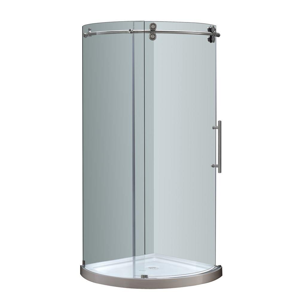 Aston Orbitus 40 in. x 771/2 in. Frameless Round Shower Right Opening