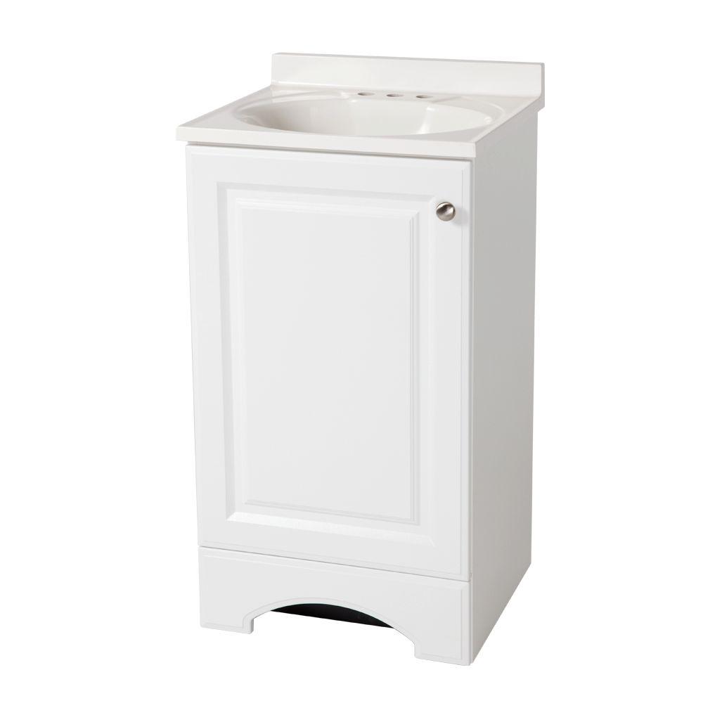 18 1 2 In W Vanity In White With Cultured Marble Vanity Top In White