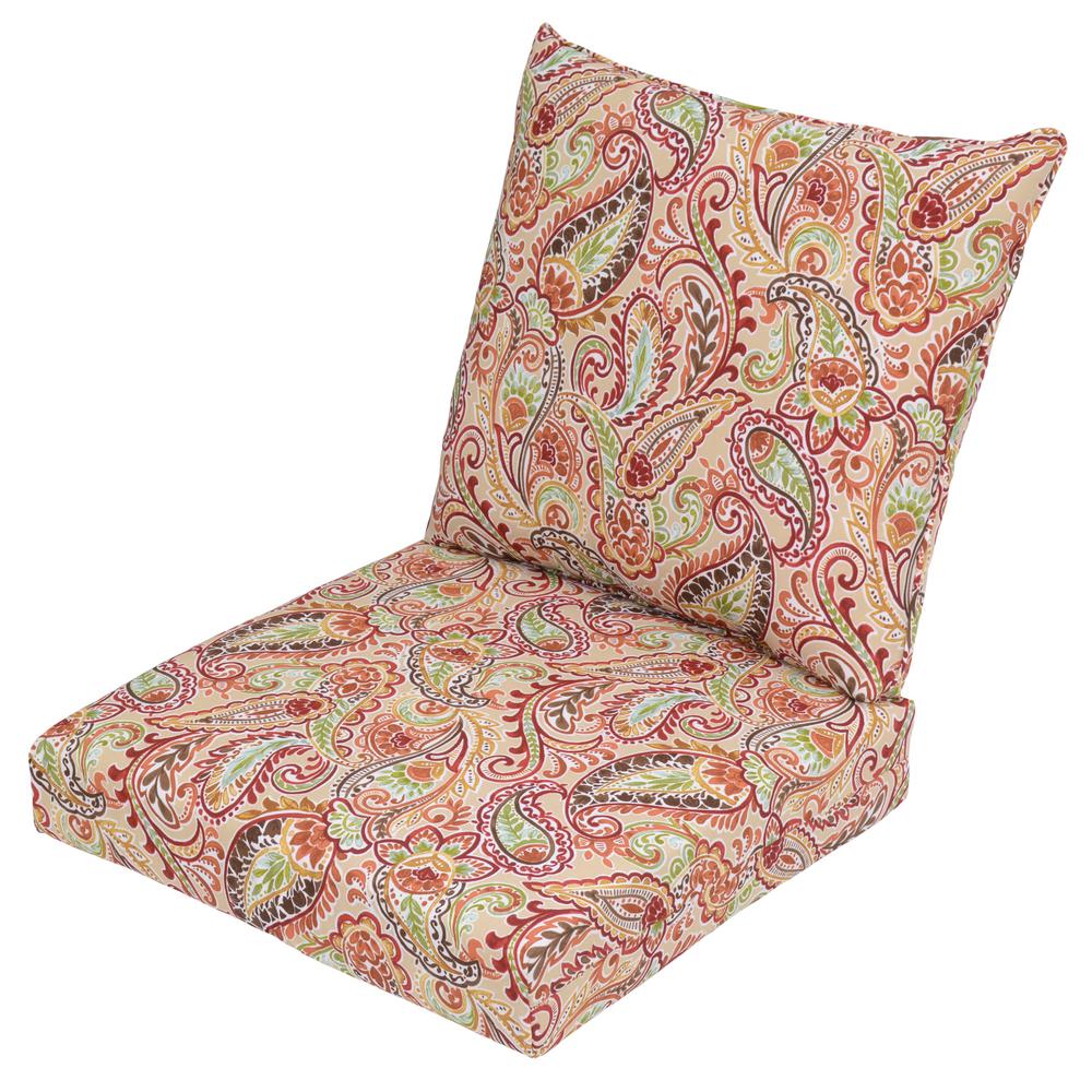 Chili Paisley 2Piece Deep Seating Outdoor Lounge Chair Cushion7292