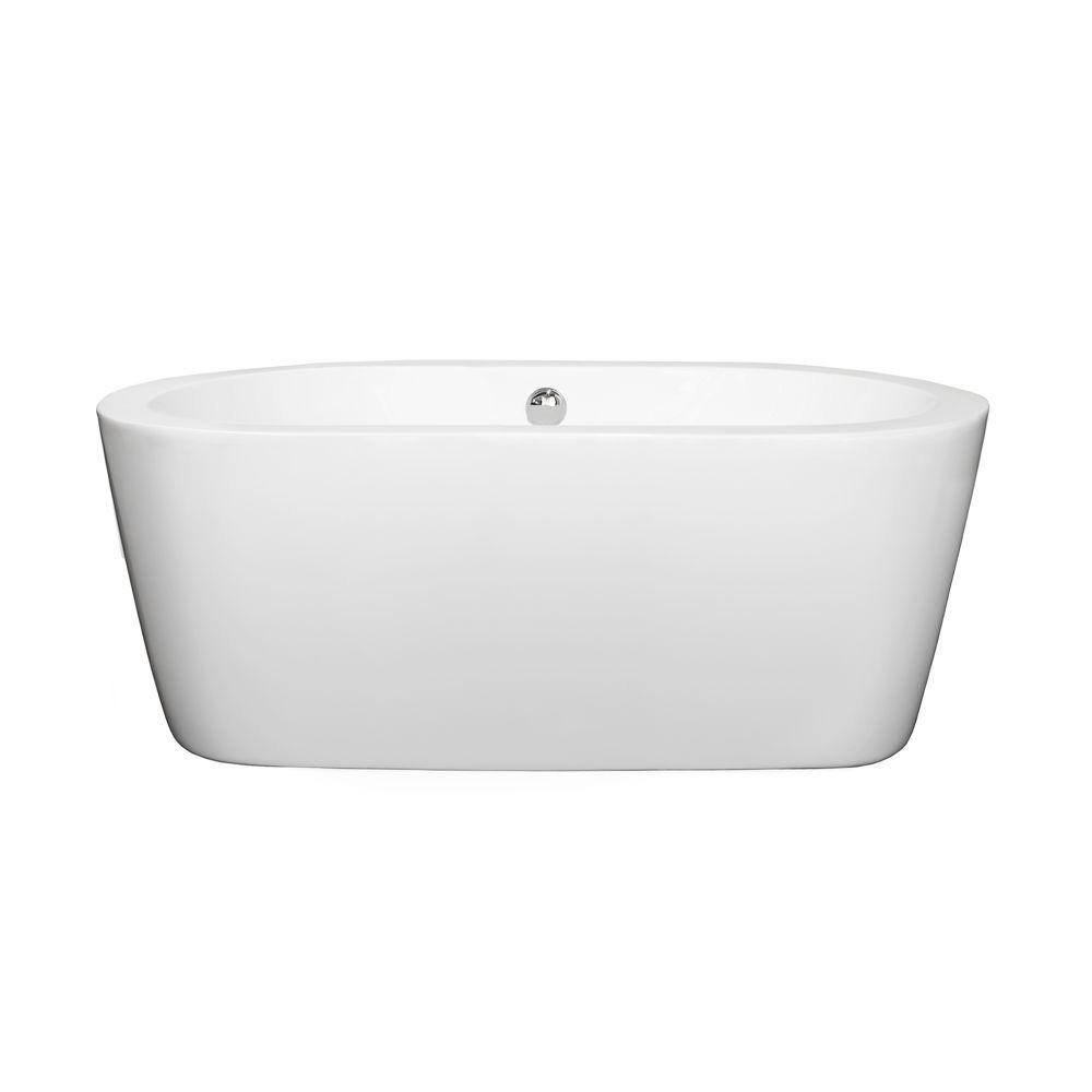 Wyndham Collection Mermaid 60 In Acrylic Flatbottom Center Drain Acrylic Flatbottom Center Drain Soaking Tub In White