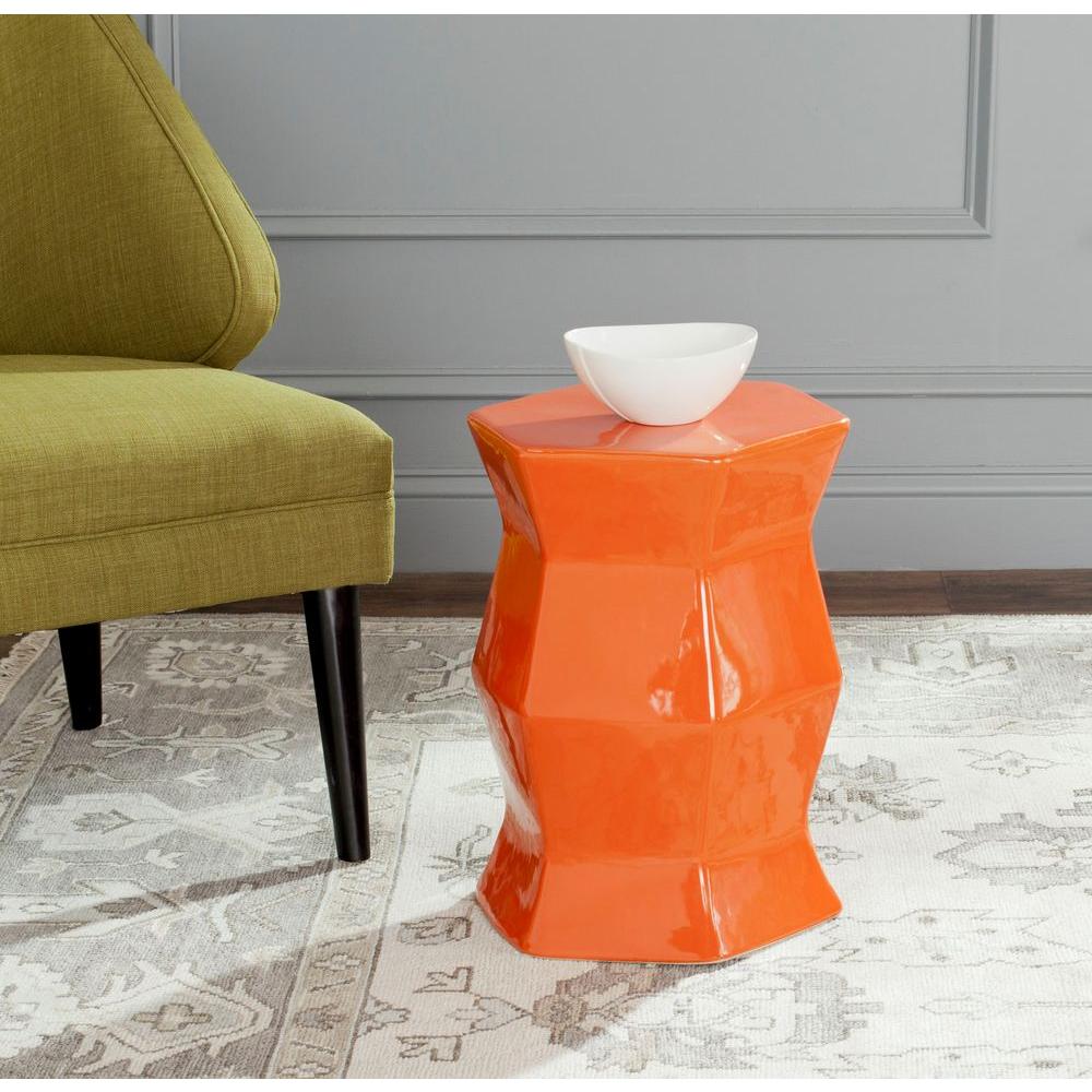 Safavieh Modern Hexagon Orange Patio Stool Acs4542d The Home Depot Safavieh Modern Hexagon Orange Patio Stool