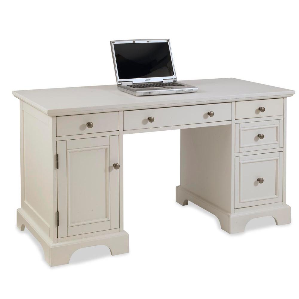 Homestyles 54 In White Rectangular 5 Drawer Computer Desk With