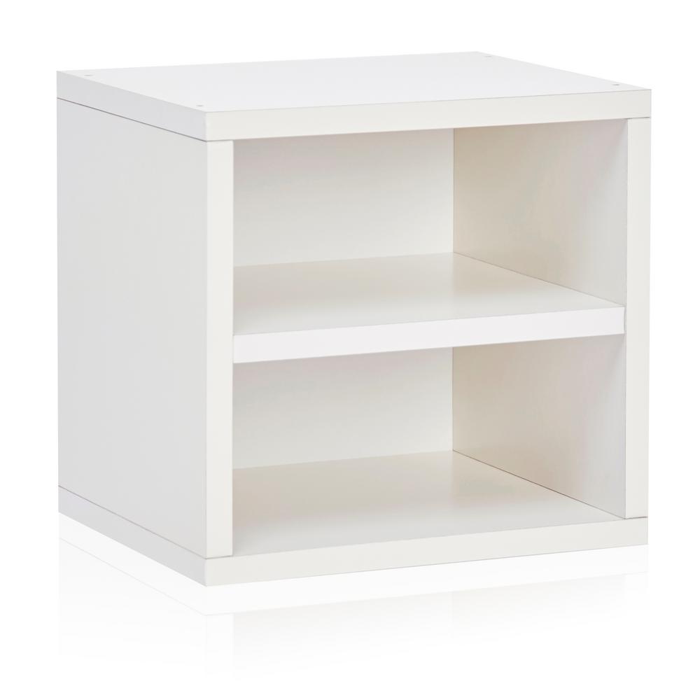 Way Basics Eco Stackable Connect Cube with Shelf Modular Cubby Organizer Storage System - White - Lifetime Guarantee