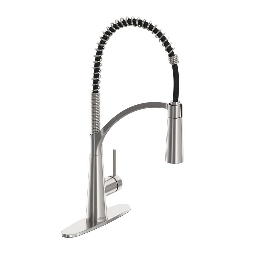 Glacier Bay Brenner Commercial Style Single Handle Pull Down Sprayer Kitchen Faucet In Stainless Finish Fp4f0005ss The Home Depot