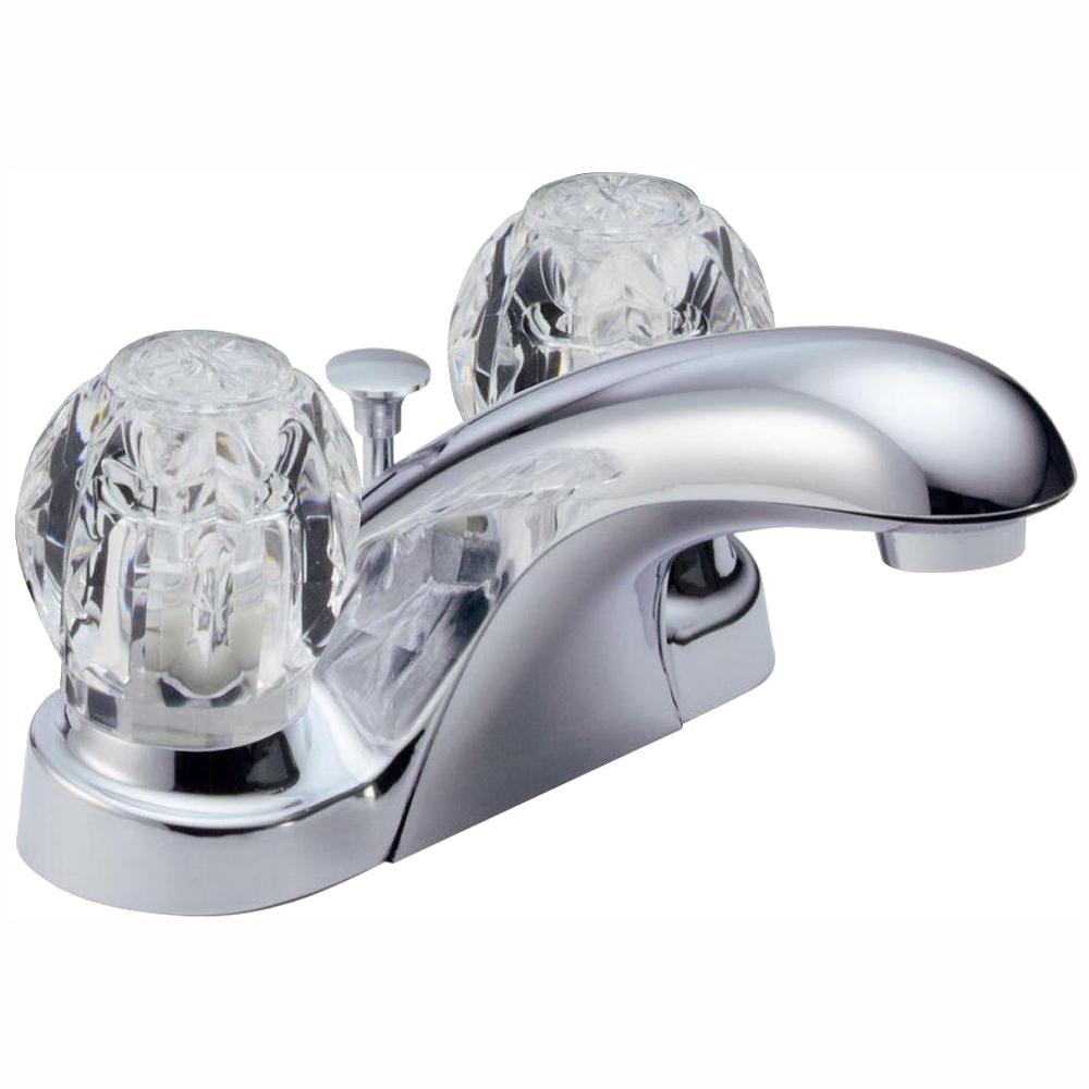 Delta Foundations 4 In Centerset 2 Handle Bathroom Faucet With Metal Drain Assembly In Chrome 