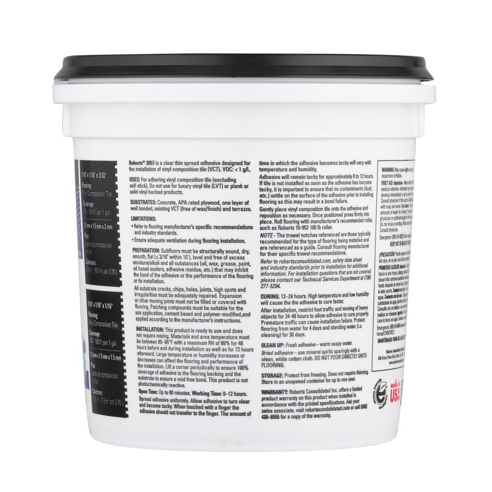 Roberts 1 Gal Vinyl Composition Tile Floor Adhesive 2057 The Home Depot Roberts 1 Gal Vinyl Composition Tile