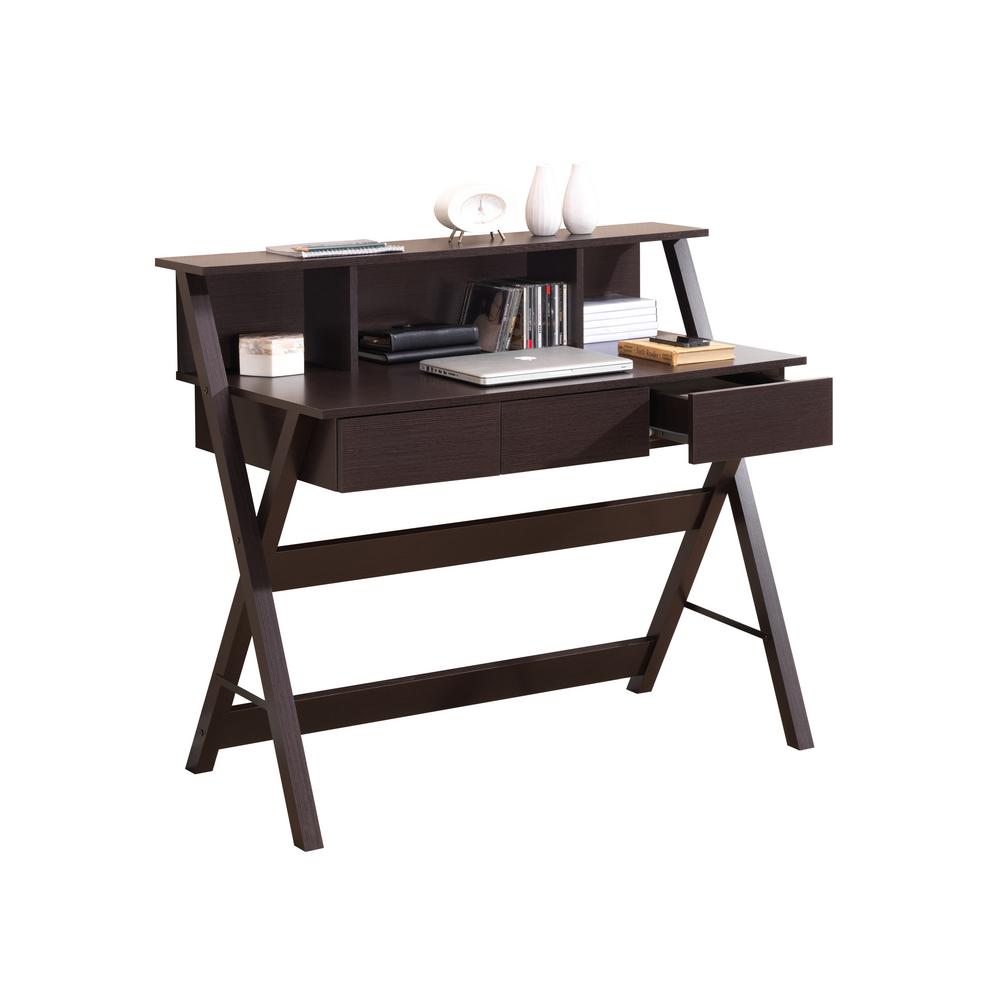 Techni Mobili Wenge Writing Desk With Storage Rta 8400 Wn The