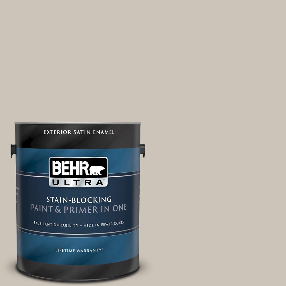 BEHR ULTRA 1 gal. 720C3 Wheat Bread Satin Enamel Exterior Paint and Primer in One985401 The