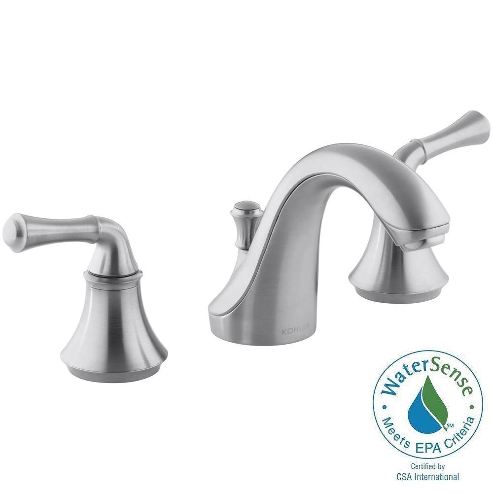 Brushed Chrome Bathroom Faucets kohler forte 8 in. widespread 2-handle low-arc bathroom faucet in Brushed Chrome Bathroom Faucets kohler forte 8 in. widespread 2-handle low-arc bathroom faucet in