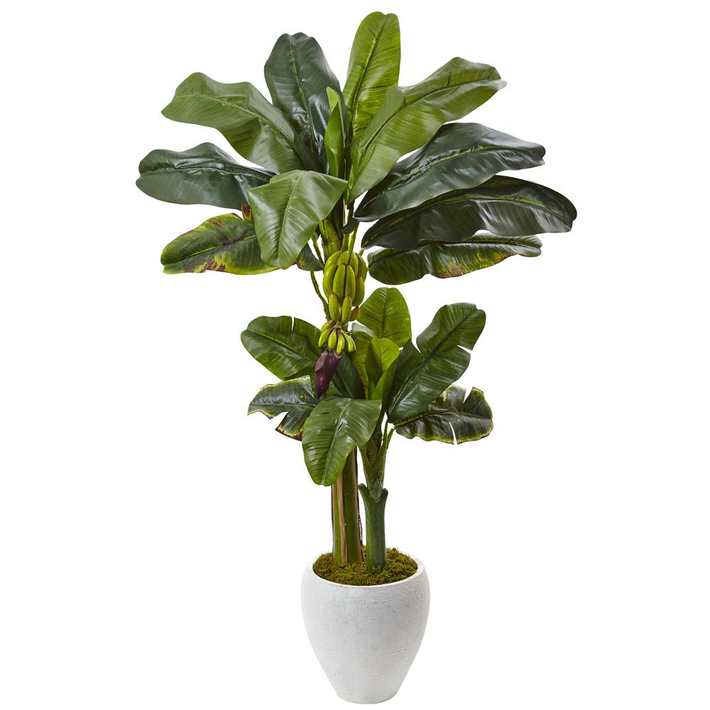 Nearly Natural Indoor Boston Artificial Fern in White Planter6308