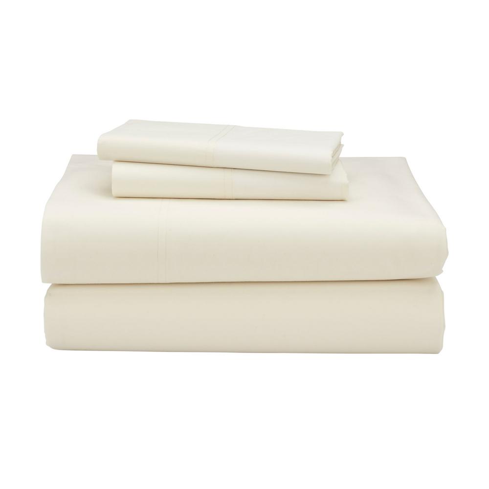 The Company 3 Piece Ivory 300 Thread Count Percale Twin Xl The Company 3 Piece Ivory 300 Thread Count Percale Twin Xl Sheet Set