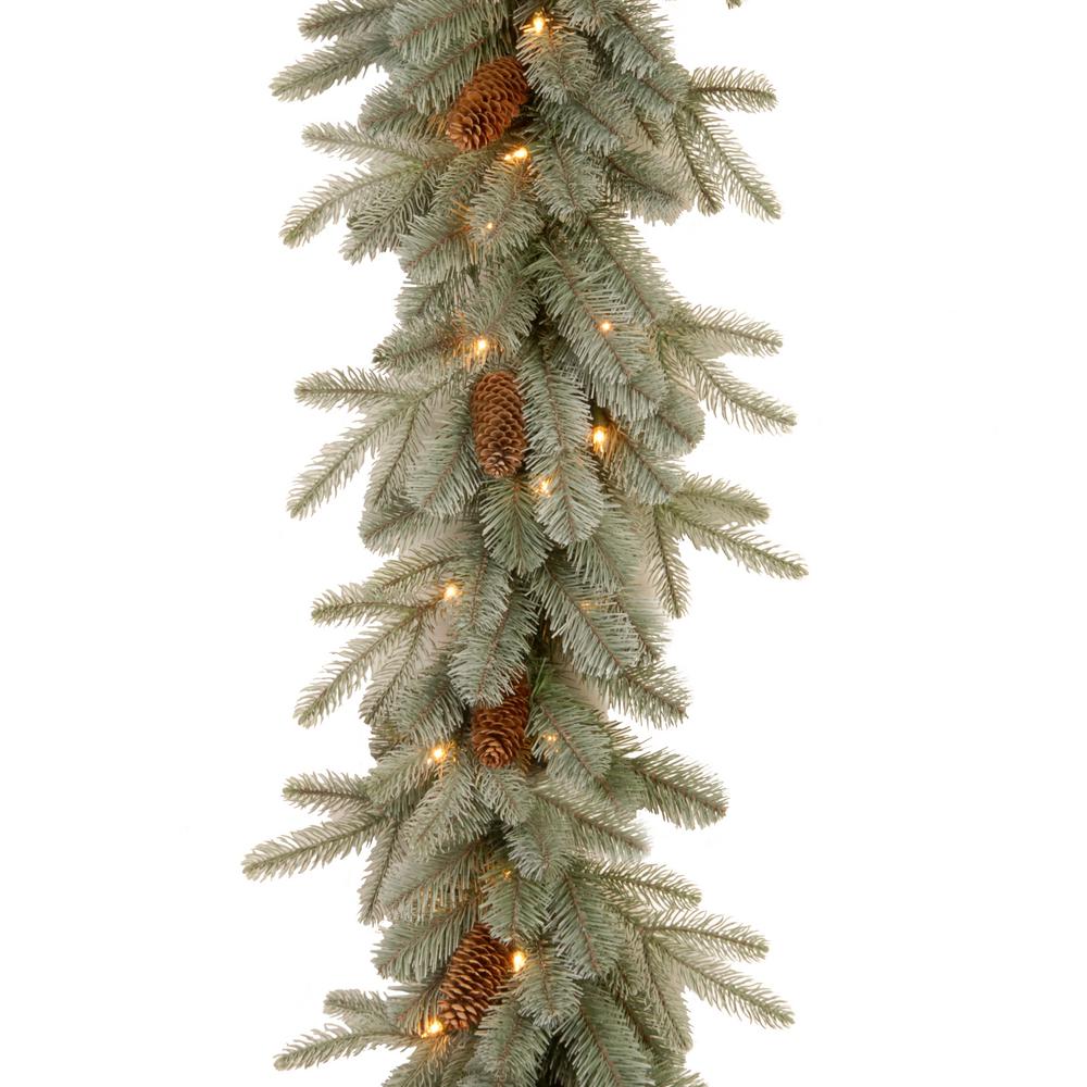 9 ft. Frosted Arctic Spruce Garland with Clear Lights