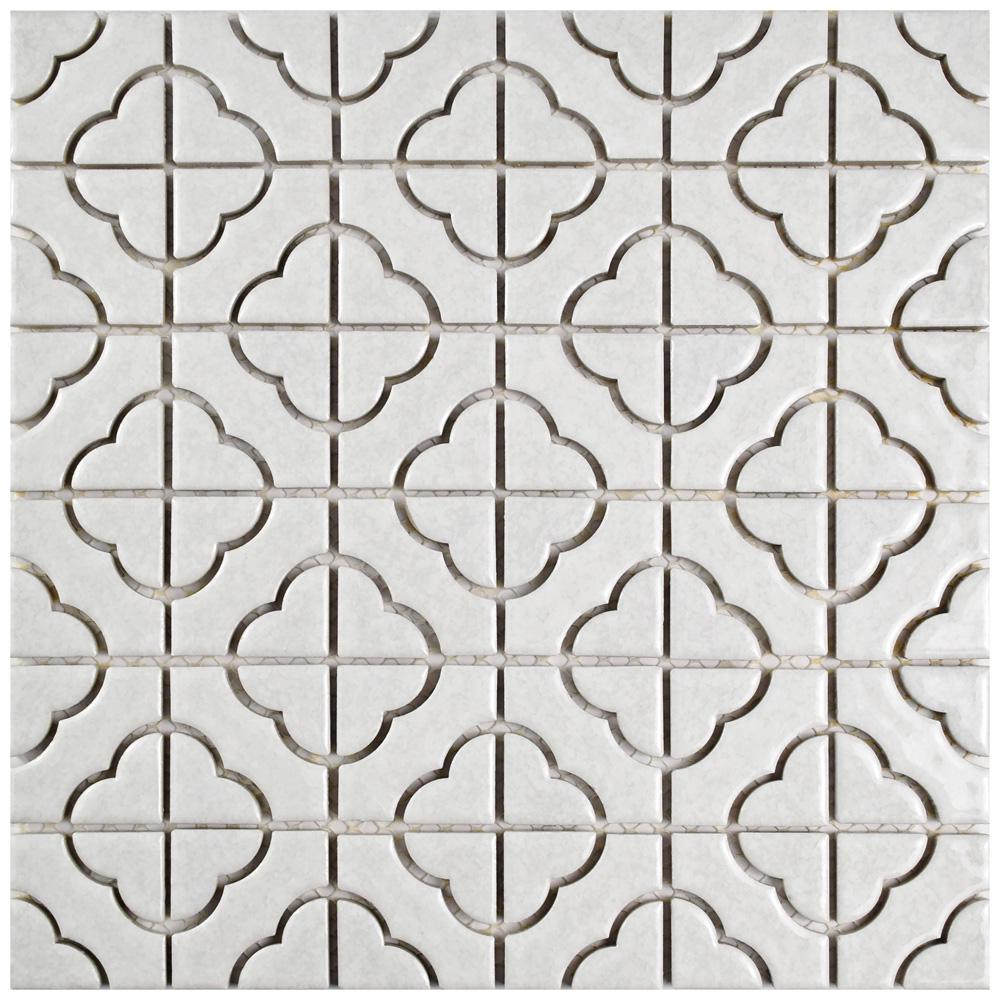 Palace White 11-3/4 in. x 11-3/4 in. x 5 mm Porcelain Mosaic Tile