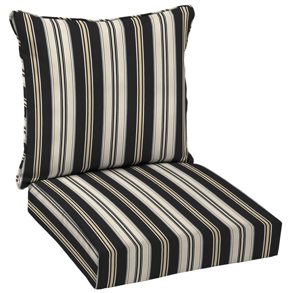 Hampton Bay Black Stripe Deep Seating Outdoor Lounge Chair ...