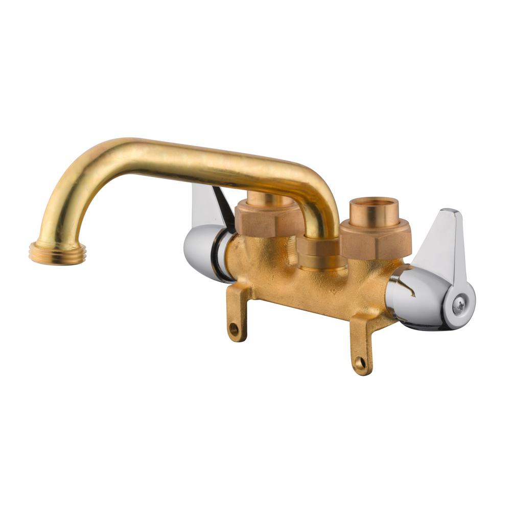 Design House 2 Handle Utility Faucet In Rough Brass And Chrome