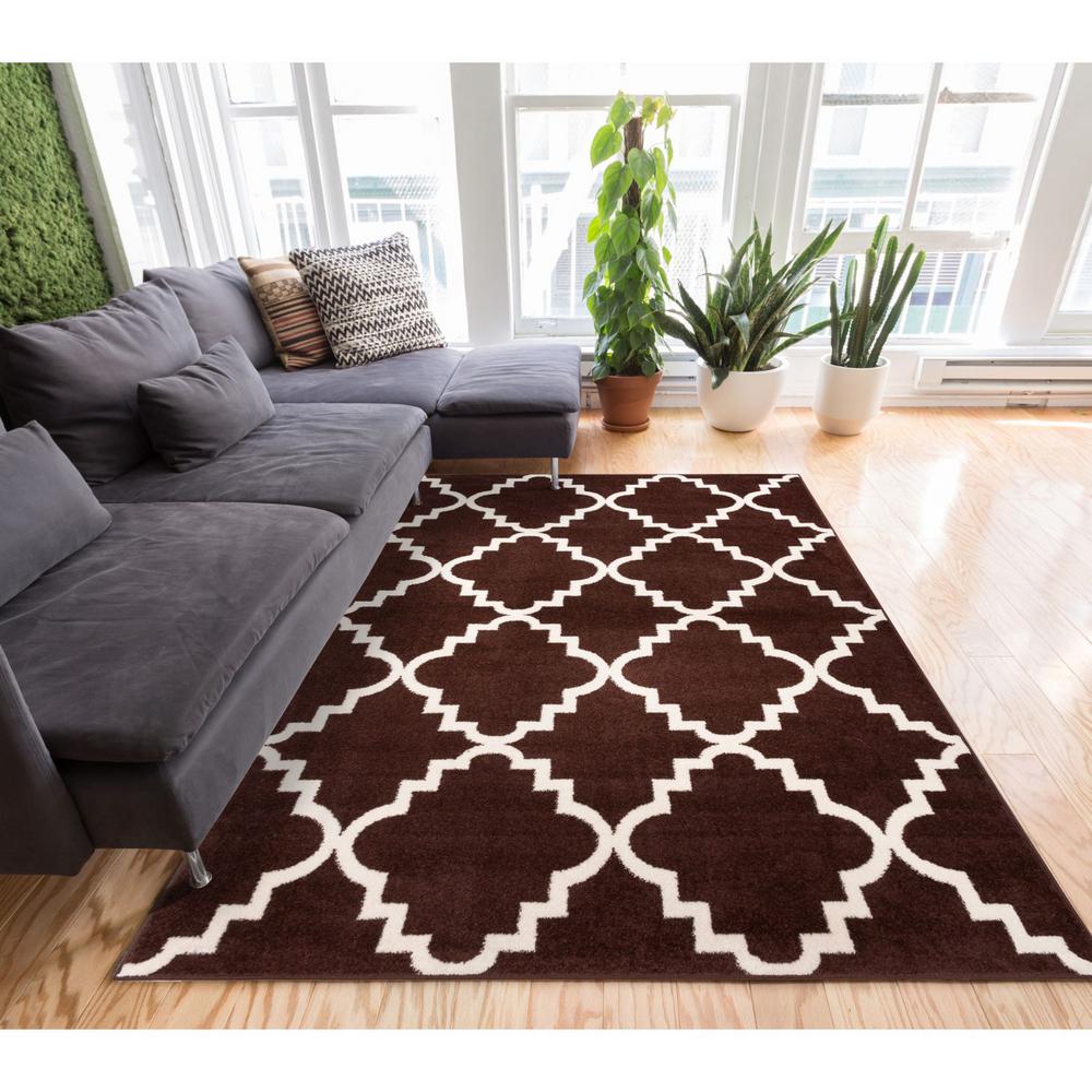 Well Woven Sydney Lulu's Lattice Trellis Brown 5 ft. 3 in. x 7 ft. 3 in. Modern Area Rug21085