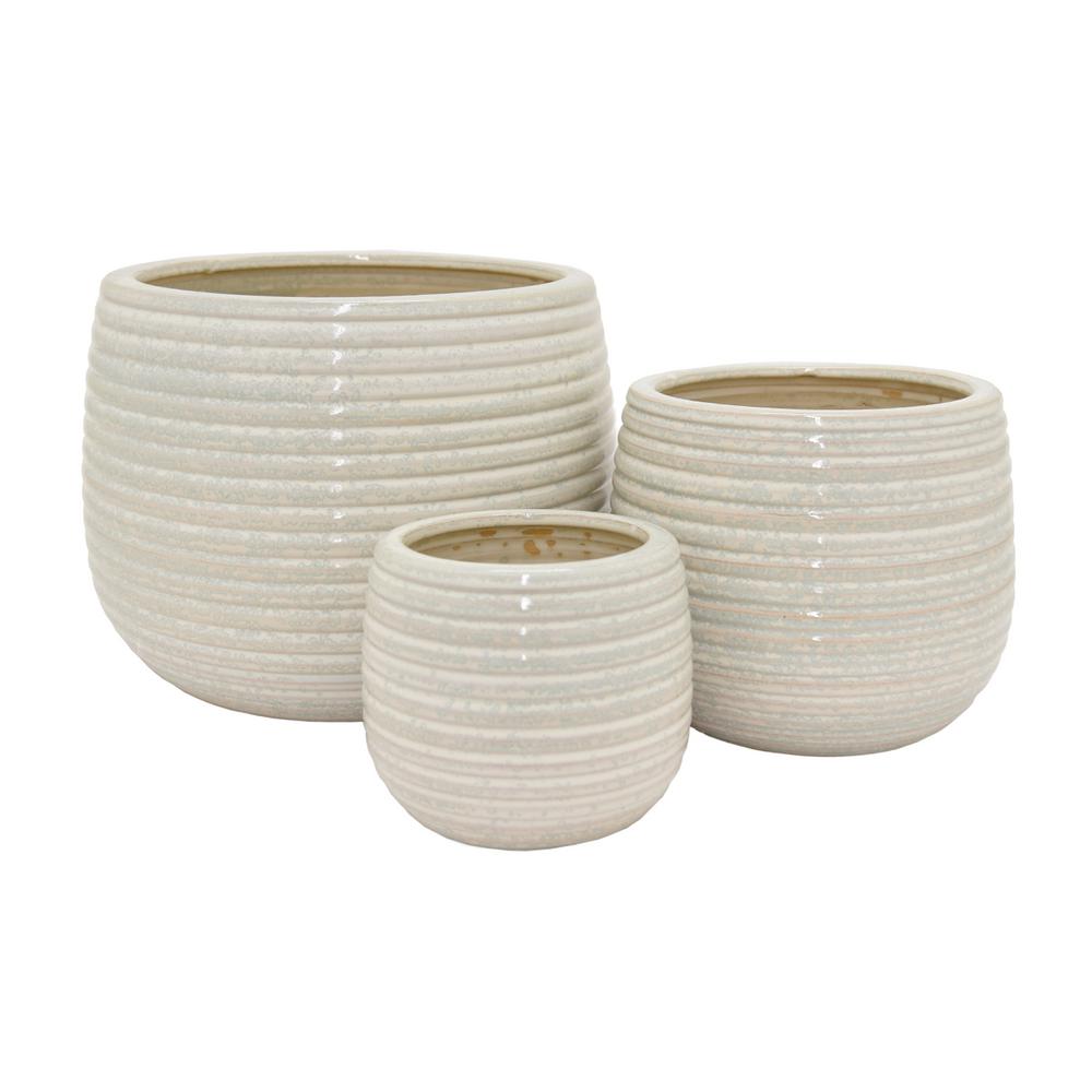 THREE HANDS Ceramic Planter (Set of 3)-65185 - The Home Depot