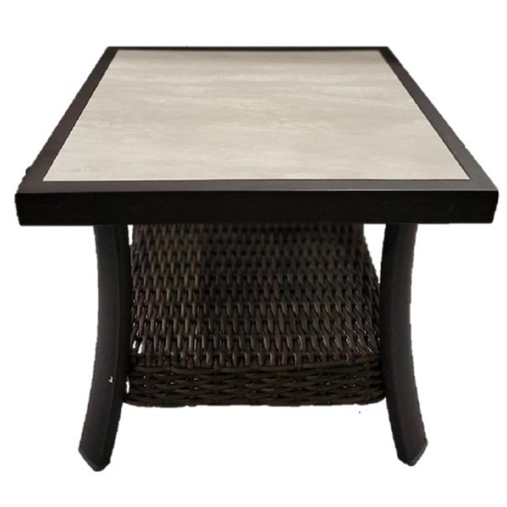 Hampton Bay Whitfield 23 In Square Dark Brown Metal Outdoor Side