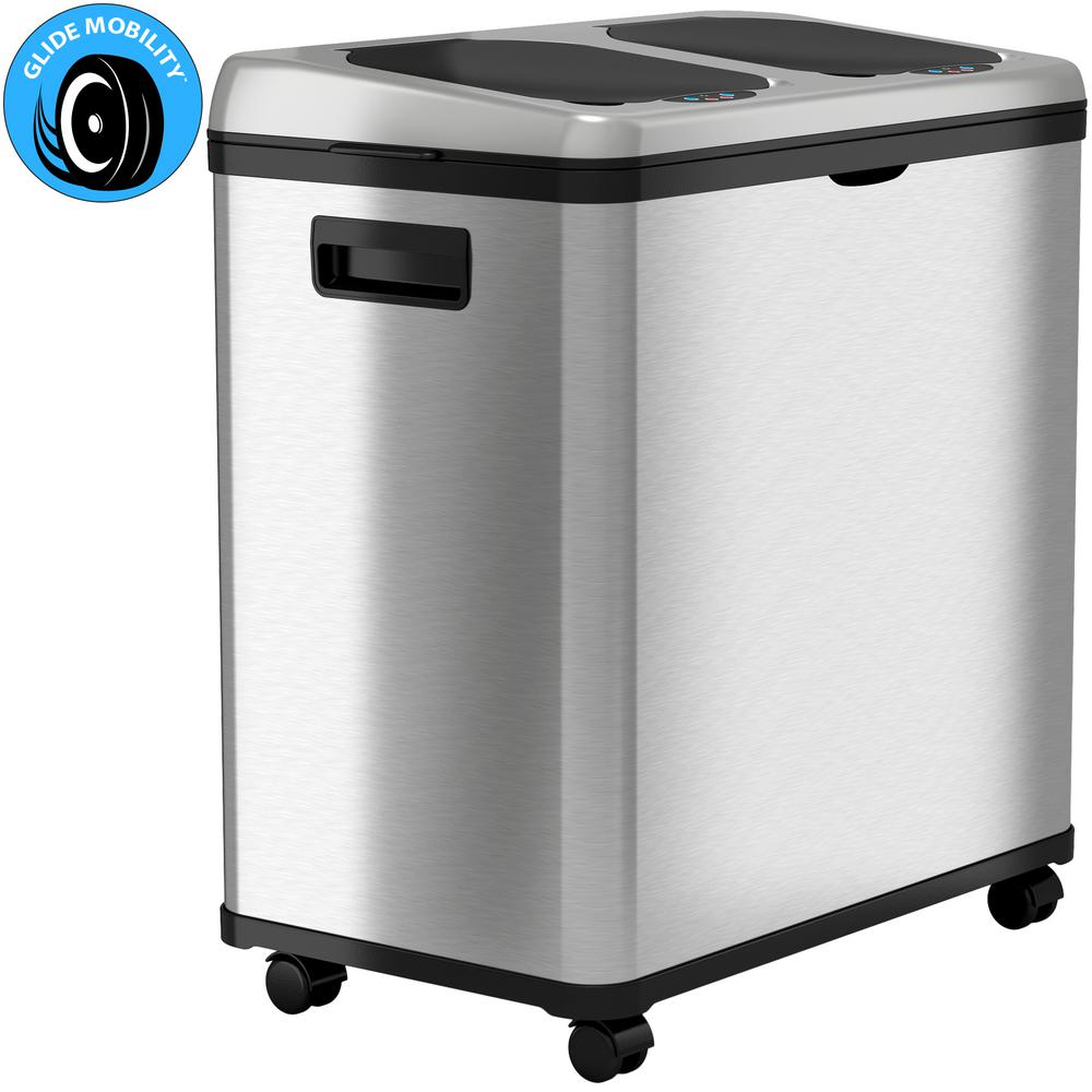 iTouchless - 16-Gal. Touchless Recycle Trash Can - Stainless Steel