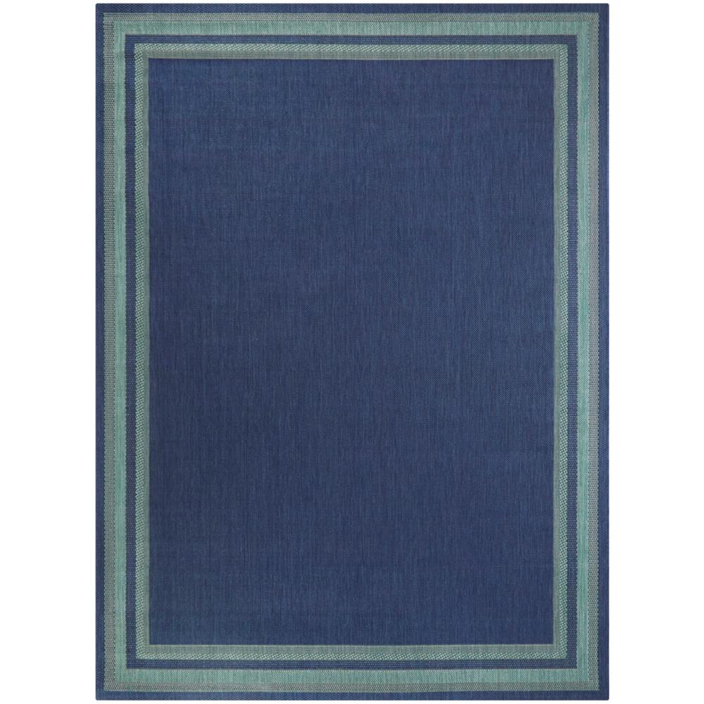 Hampton Bay Border Navy Aqua 8 Ft X 10 Ft Indoor Outdoor Area Rug The Home Depot