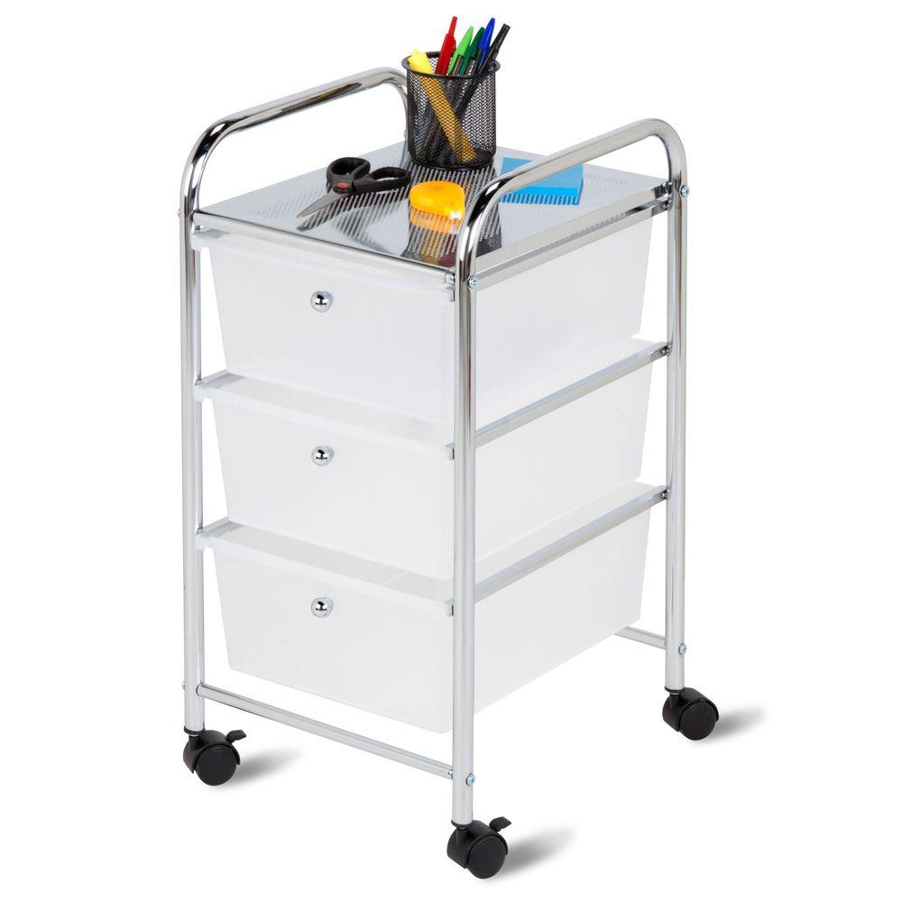 Honey Can Do 3 Drawer Plastic Storage Cart On Wheels Crt 02215 The Home Depot