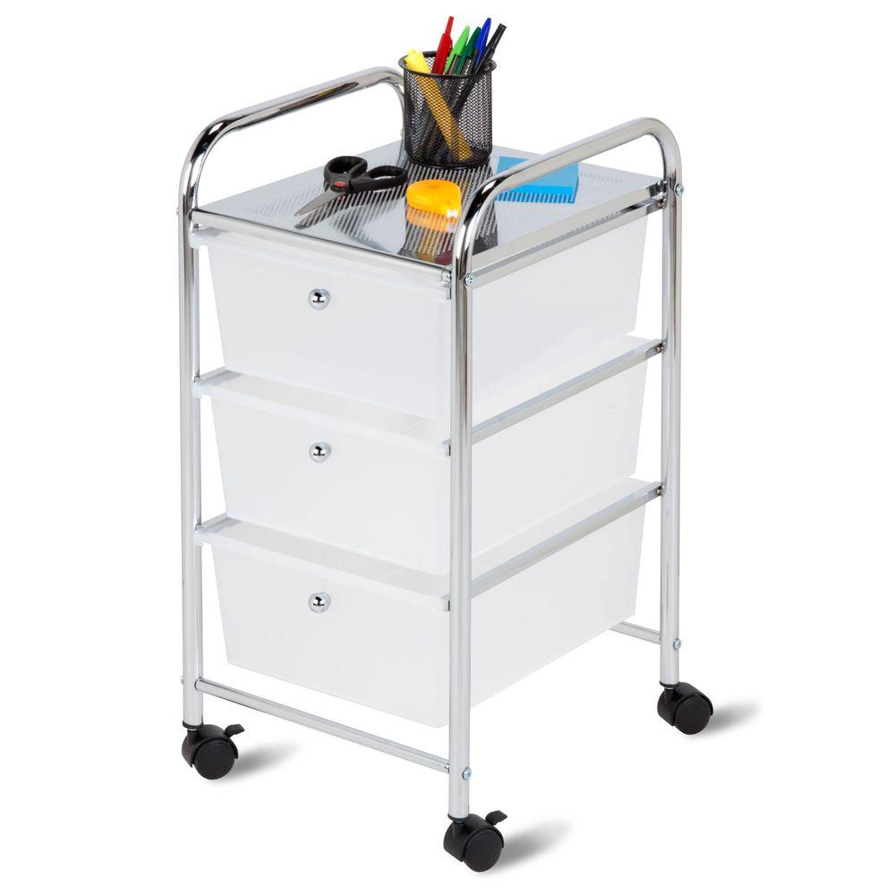 Honey Can Do 3 Drawer Plastic Storage Cart On Wheels Crt 02215