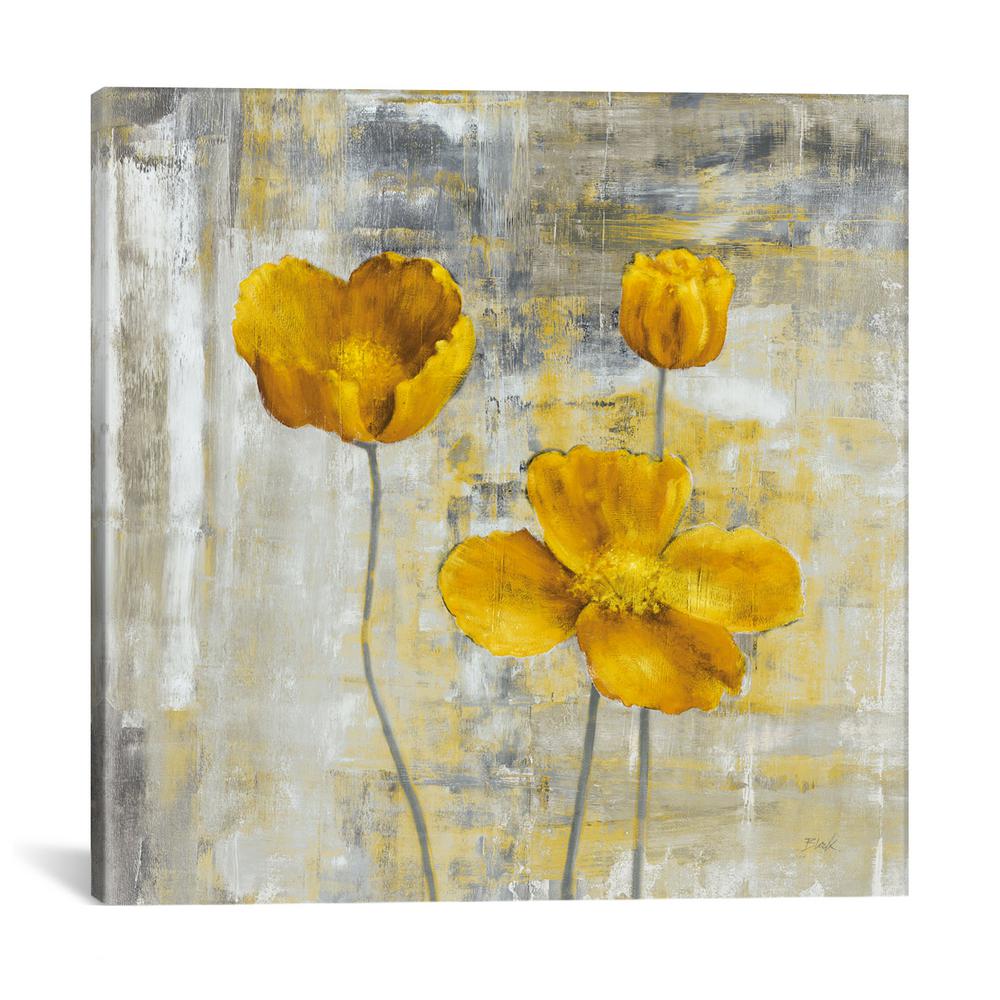 Yellow Flowers Ii By Black Canvas Wall Art