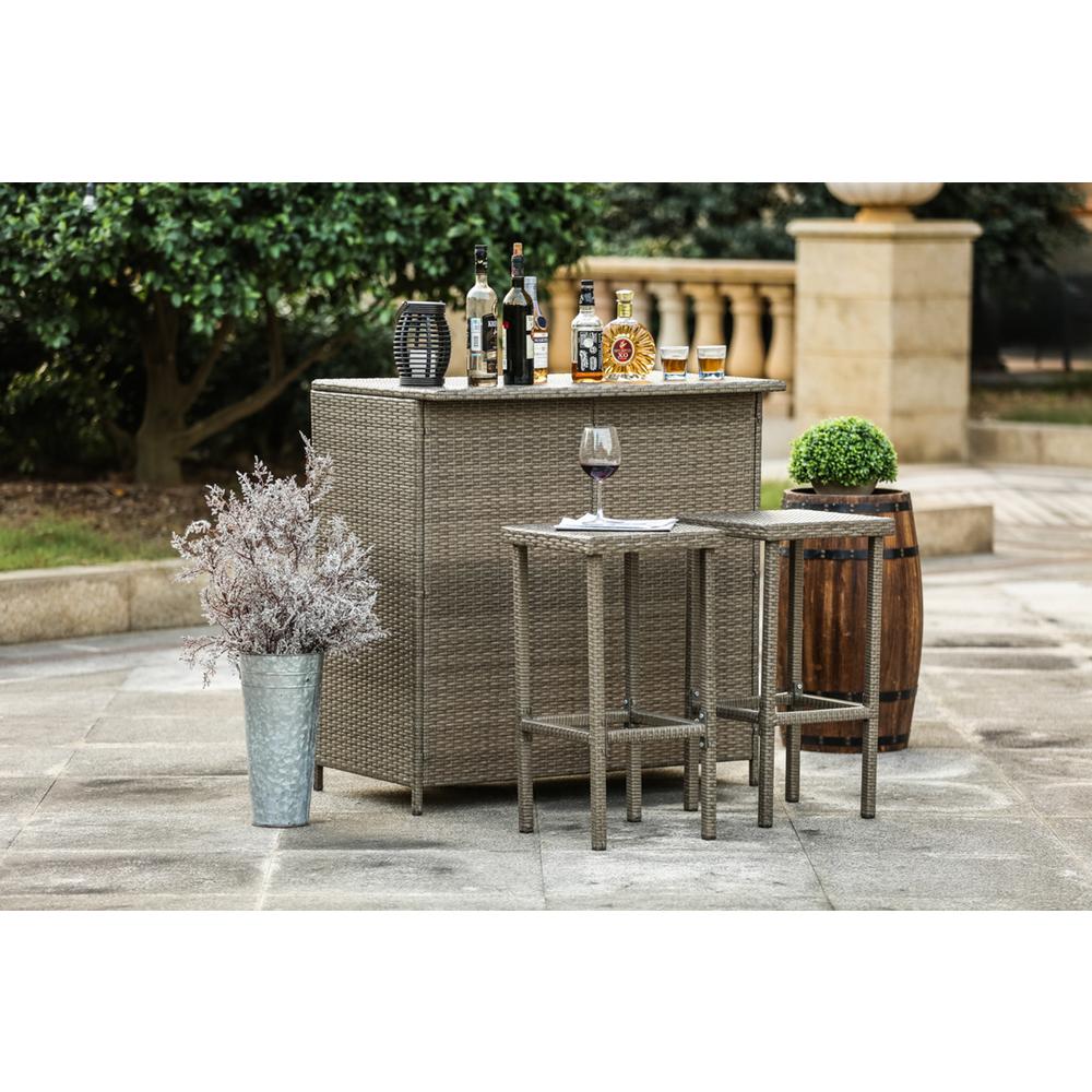 Patio Festival 3 Piece Wicker Outdoor Serving Bar Set Pf18233 The 3 Piece Wicker Outdoor Serving Bar Set