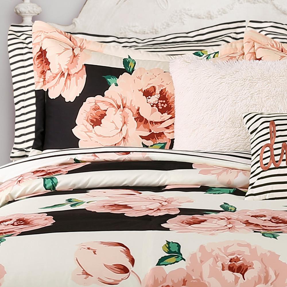 Black Dusty Rose Lush Decor Amara Floral 4 Piece Quilt Set Twin