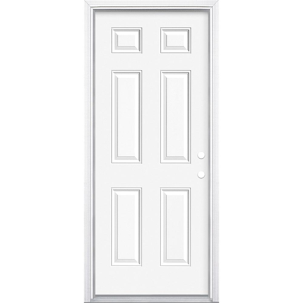 Masonite 32 In X 80 In 6 Panel Left Hand Inswing Primed Steel