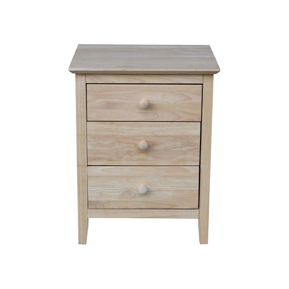 International Concepts Unfinished Solid Wood 3 Drawer Nightstand Bd 8013 The Home Depot