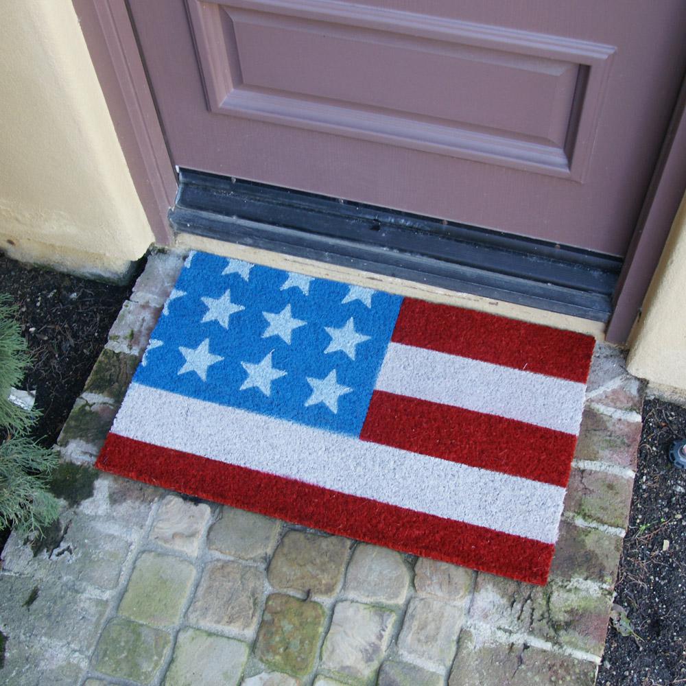 Rubber Cal Stars And Stripes 30 In X 18 In Patriotic Coir Door