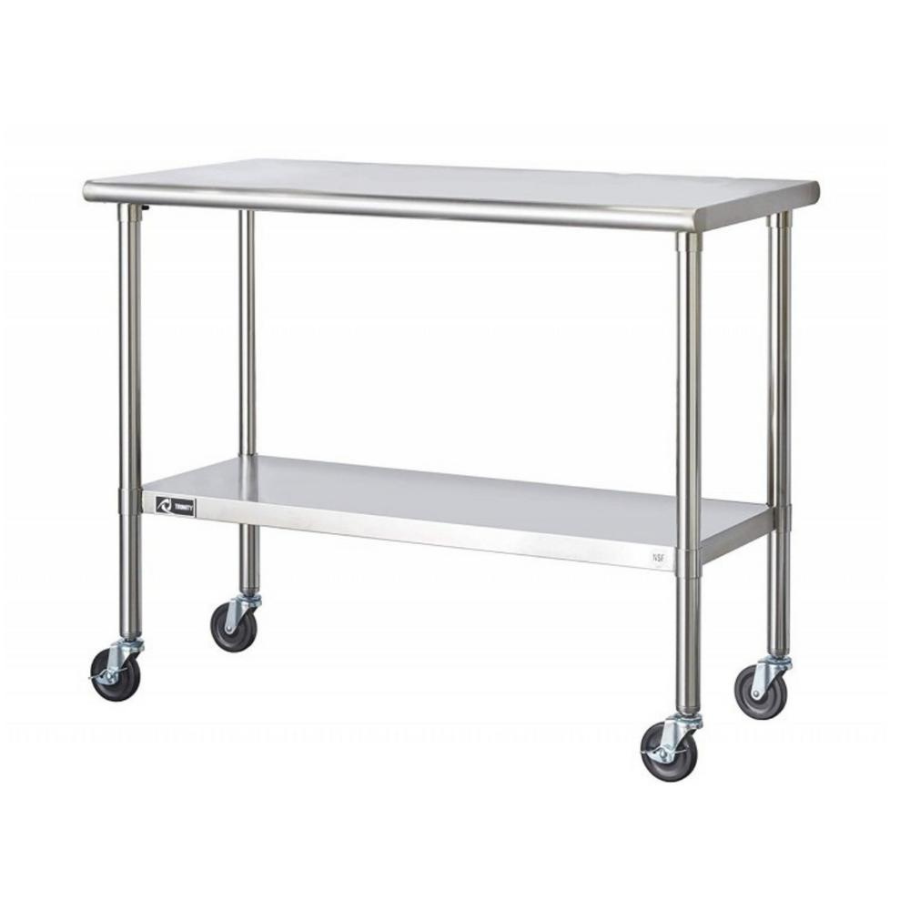 Trinity Stainless Steel Kitchen Utility Table with Adjustable Bottom ShelfTLS1901 The Home Depot