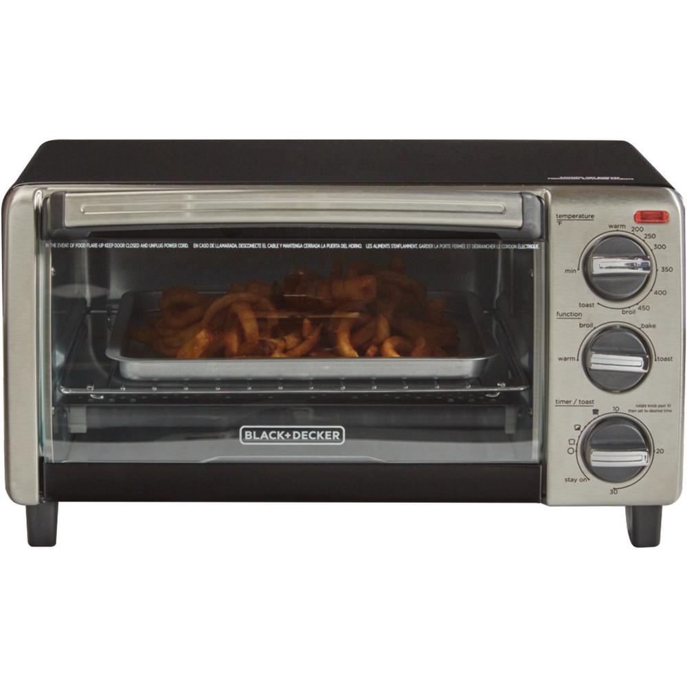 Black Decker 1150 W 4 Slice Black Stainless Steel Toaster Oven